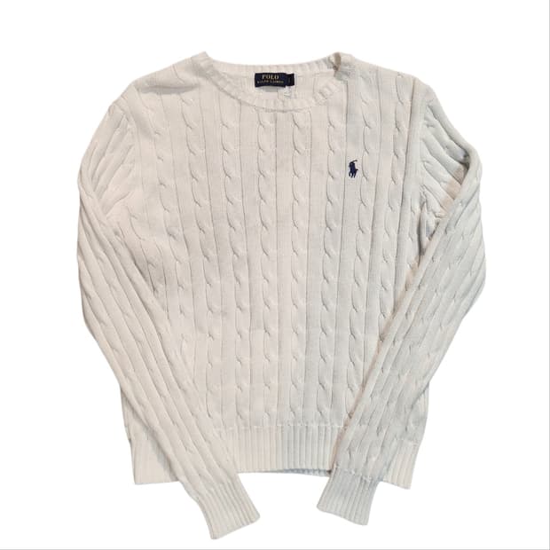 폴로 랄프로렌 케이블 니트 화이트 (L)