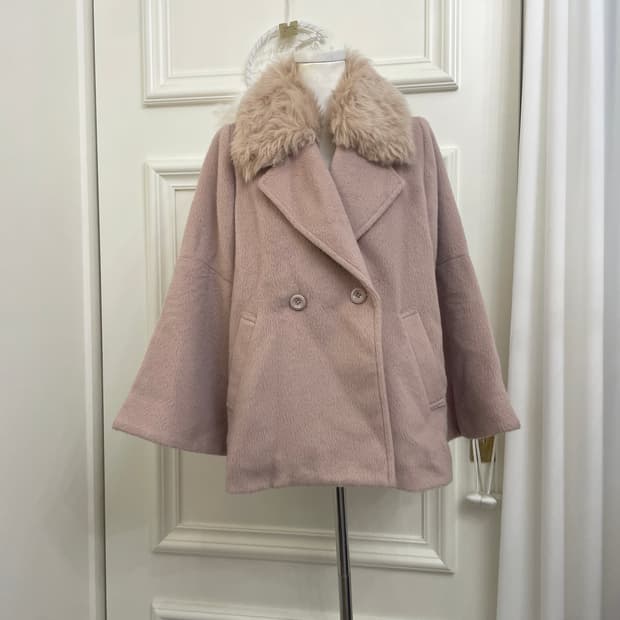 indipink fur cape style coat(size-M)