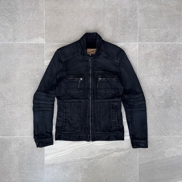 Buckaroo coated black denim biker jacket