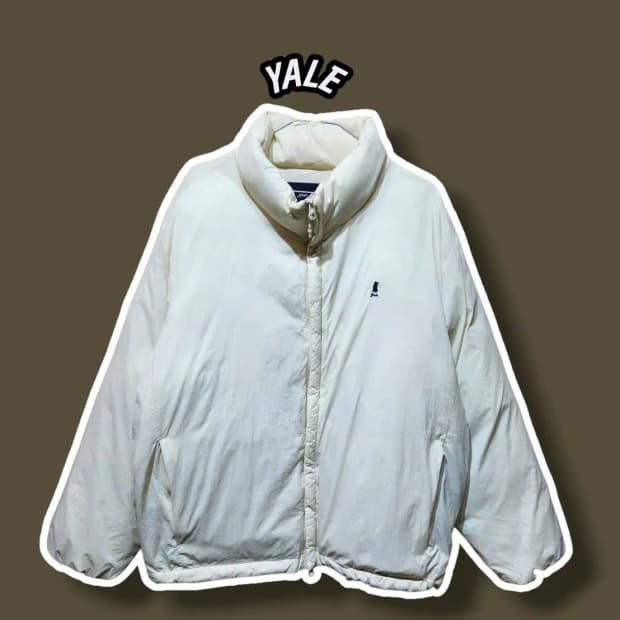L/ YALE 예일  숏 푸퍼 패딩 아이보리 /0902