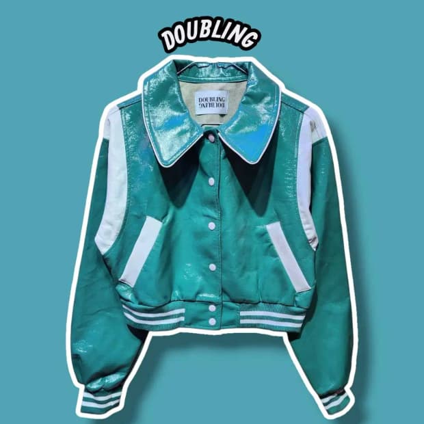 F/ DOUBLING 더블링 유광 바시티 자켓 /1001