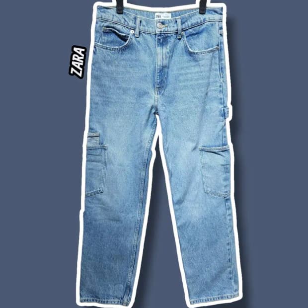 EUR38/ 자라 데님 카고 바지 /1021