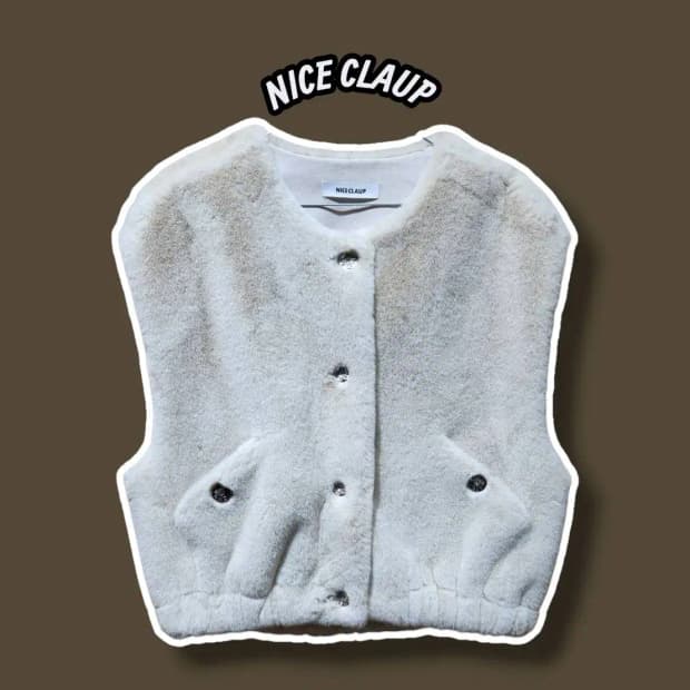 F/ NICE CLAUP 나이스클랍 인조퍼 베스트 조끼 /1022