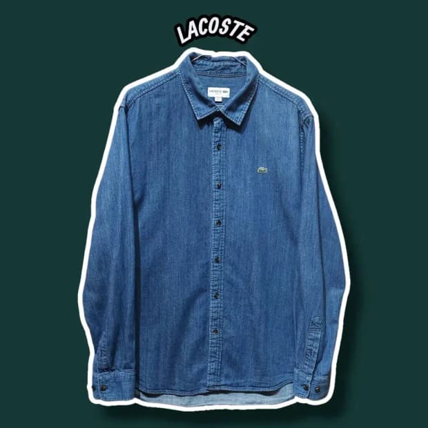 L/ 라코스테 슬림핏 긴팔 데님 셔츠 /1022