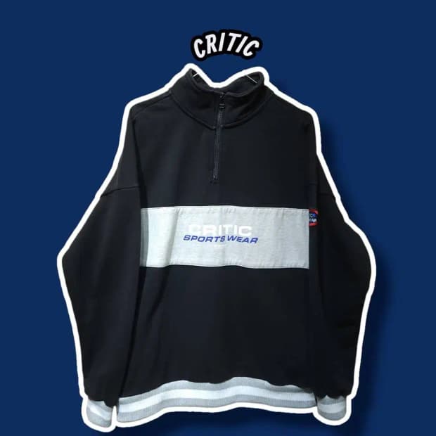 L/ CRITIC 크리틱 반집업 맨투맨  블랙 /1023
