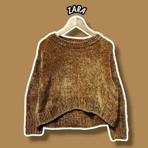 M/ 자라 벨벳 언발란스 니트 브라운 /1023