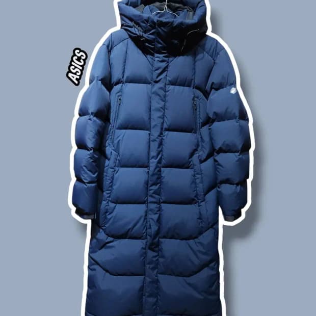M/ 아식스 아이코닉 덕다운 롱 패딩 네이비 /1027
