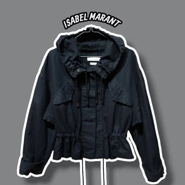 36/ 이자벨마랑 후드 야상 숏 자켓 블랙 /1027