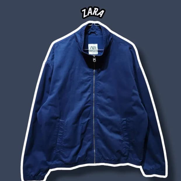 XL/ 자라 면 블루종 집업 자켓 블루네이비 /1028
