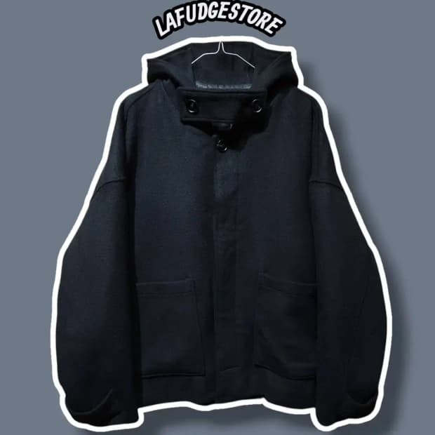 L/ 라퍼지스토어 울리치 오버핏 하프 후드 코트 블랙 /1028