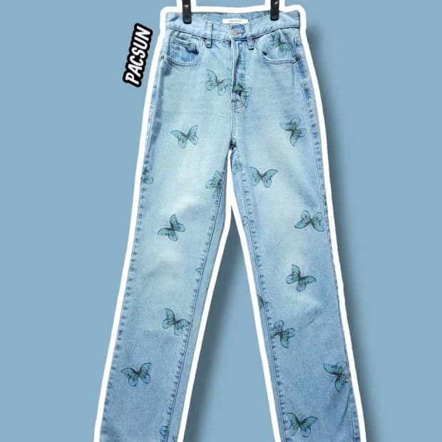 24/ PACSUN 팩선 여성 프린팅  데드진 데님팬츠 /1029