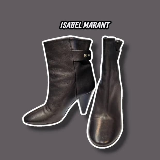 39/ 이자벨마랑 LYSTAL 레더 앵클 부츠 블랙 /1104