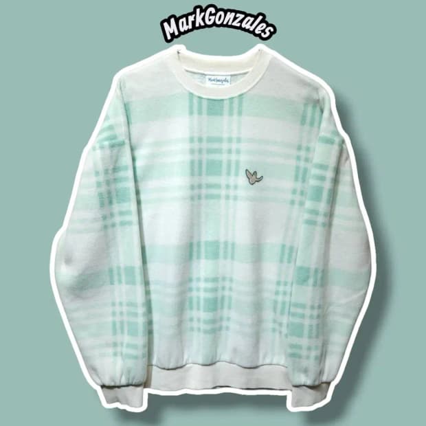 L/ 마크곤잘레스 플리스 체크 기모 맨투맨 /1105