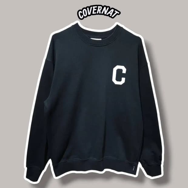 M/ 커버낫 가슴로고 맨투맨 블랙 /1106