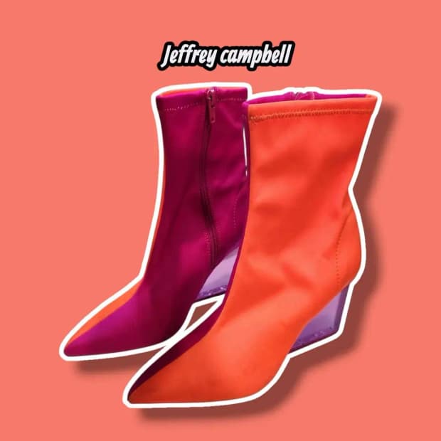 230/ 제프리캠벨 투명굽 투톤 배색 부츠힐 /1110