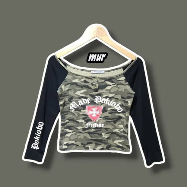 F/ 원더플레이스 MUR 오프숄더 밀리터리 긴팔티셔츠 /1114