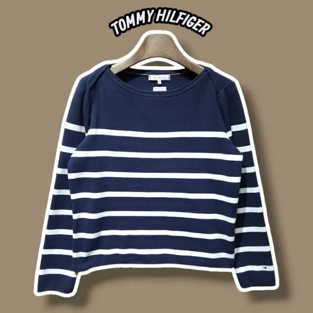 S/ 타미힐피거 보트넥 스트라이프 니트 /1117