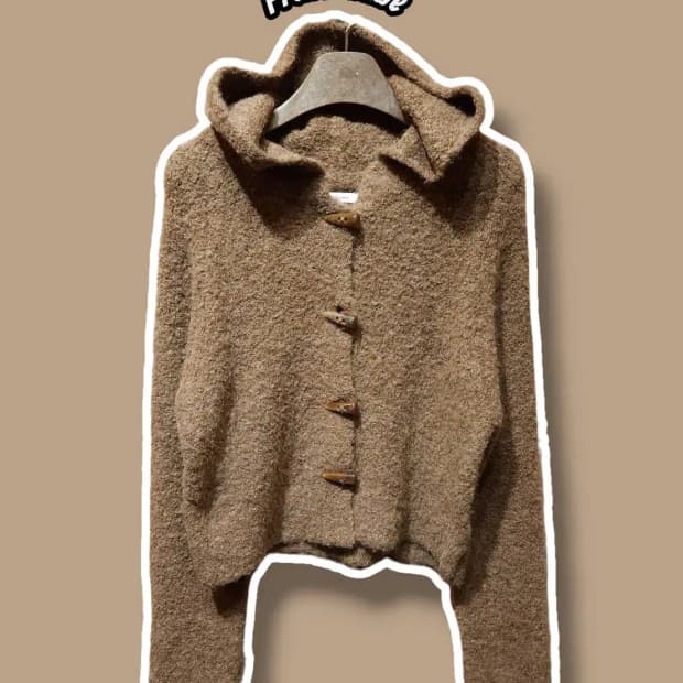 F/ 프렌치오브 퍼피 울 떡볶이 후드 니트 가디건 /1120