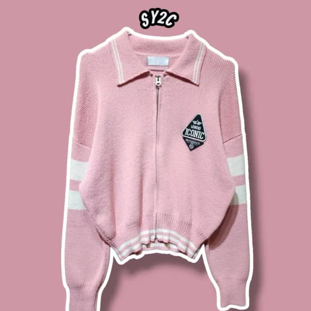F/ SY2C 아이코닉 프로비던스 니트 집업 가디건 핑크 /1202