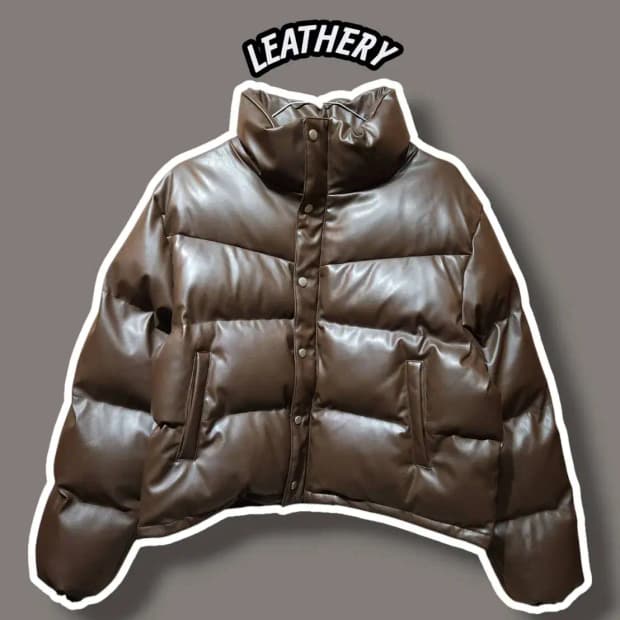 F/ LEATHERY 레더리 비건 레더 푸퍼 자켓 브라운 /1202