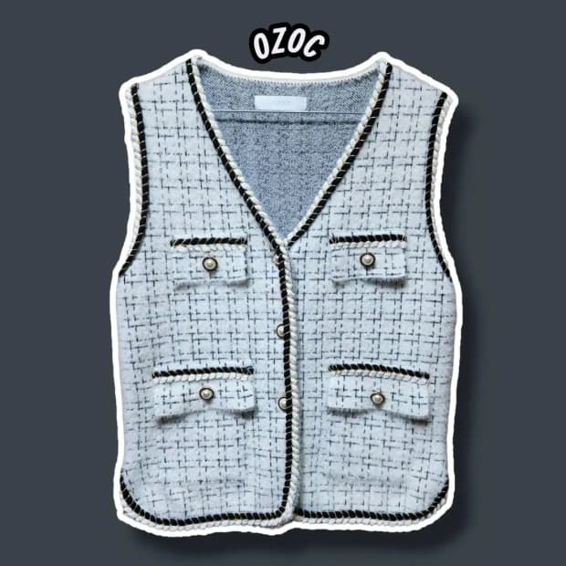 F/ OZOC 오조크 트위드 송치 베스트 조끼 /1203