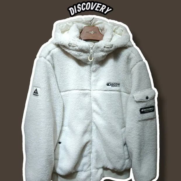 100/ 디스커버리 남녀공용 덕다운 뽀글이 숏패딩 /1208