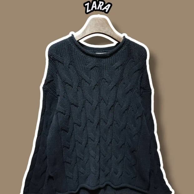 M/ 자라 꽈배기 니트 블랙 /1210