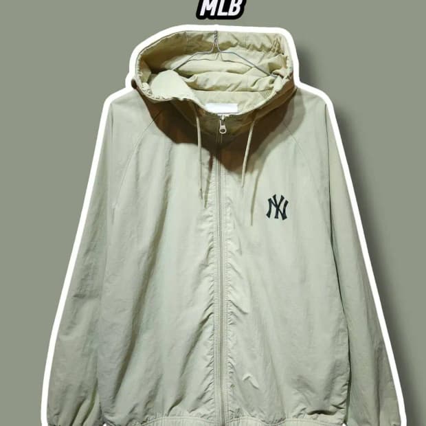 L/ MLB 엠엘비 뉴욕양키스 후드 바람막이 베이지 /1210
