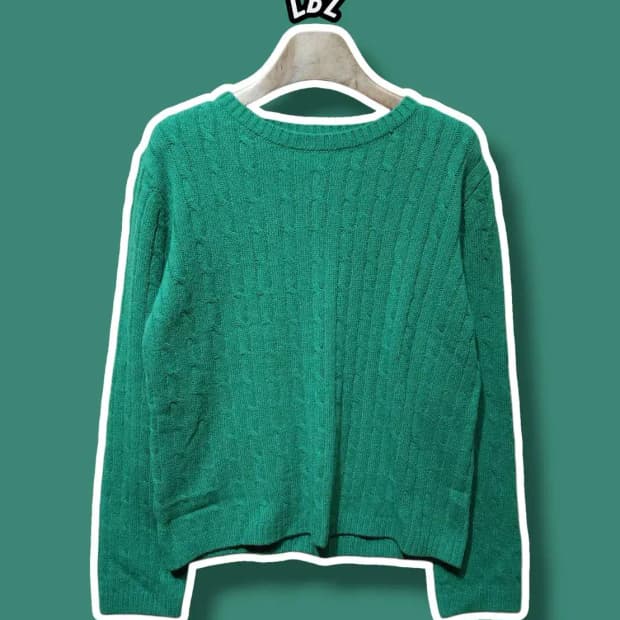 95/ LBL 엘비엘 울 케이블 니트 그린 /1224