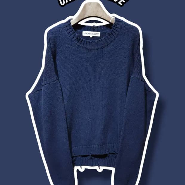 S/ 유니온아카이브 그런지 니트 네이비 /1226