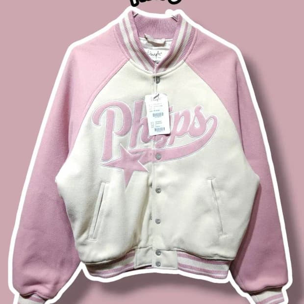 S/ PHYPS 피지컬디파트먼트 바시티 자켓 핑크 새상품 /1226