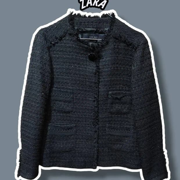 M/ 자라 트위드 자켓 블랙 /1226