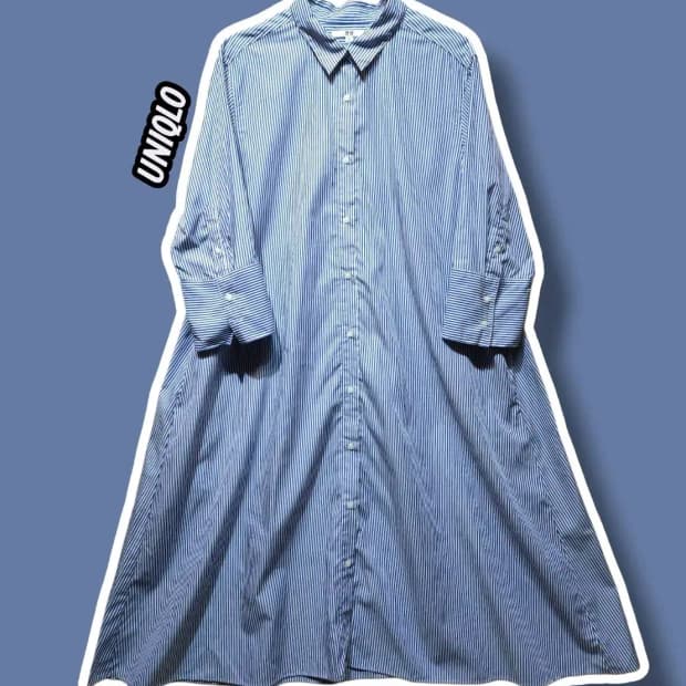 XXL/ 유니클로 스트라이프 셔츠 롱원피스 /0112