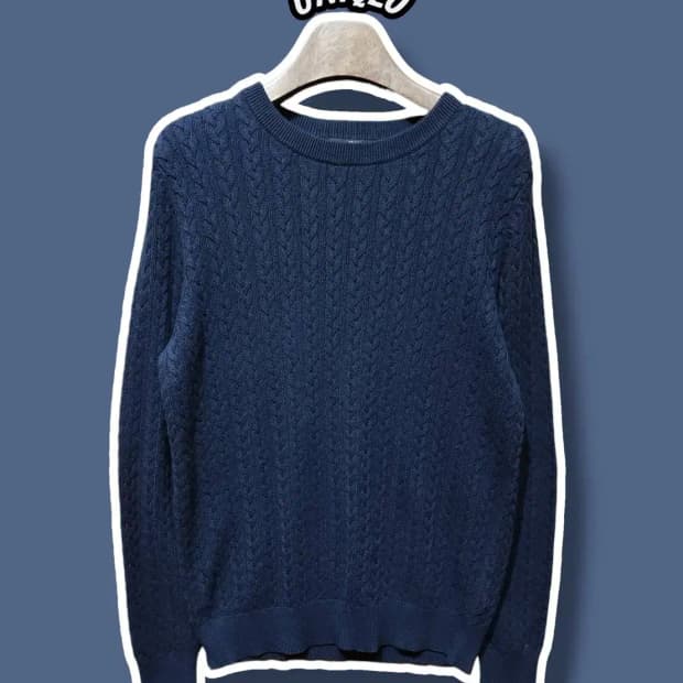 XL/ 유니클로 캐시미어 혼방 케이블 니트 네이비 /0112