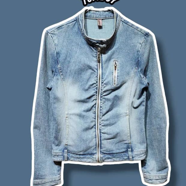 85/ TOMBOY 톰보이 빈티지 워싱 데님 바이커 자켓 /0121