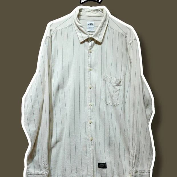 XL/ 자라 릴렉스트핏 스트라이프 셔츠 /0121