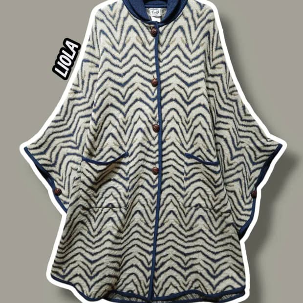 F/ LIOLA 이태리 리올라 패턴 울 롱 케이프 /0122