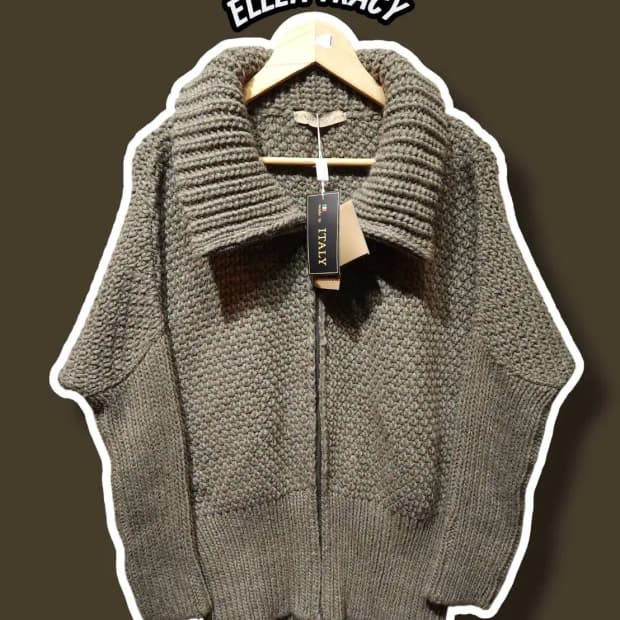 77/ 엘렌트레이시 울 알파카 혼방 가오리핏 니트집업 새상품 /0123