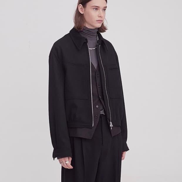 HALEINE 알렌느 3D 캐시미어 블루종 자켓