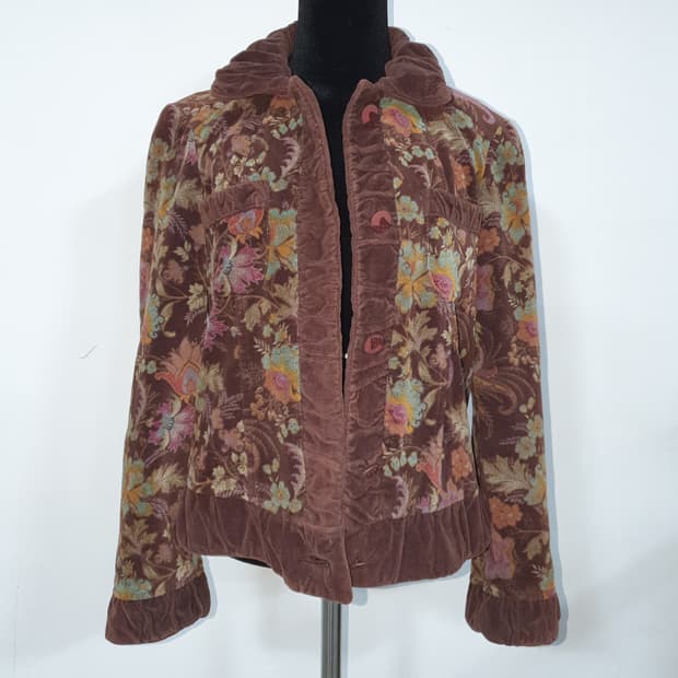 빈티지 플로럴 페이즐리 벨벳 자켓 오일릴리 에트로 모리걸 오리엔탈 그런지