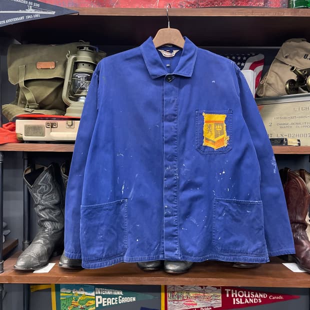 70s 페인팅 포켓 패치 프렌치 워크 자켓 빈티지 초어 자켓