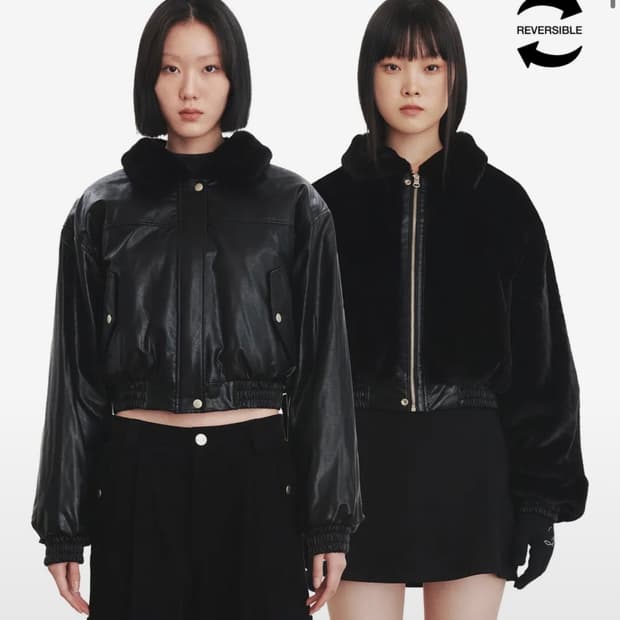 큐리티 리버시블 퍼 레더자켓