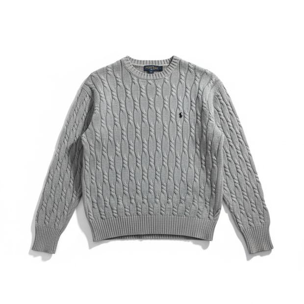폴로 랄프로렌 케이블 니트 스웨터 그레이 M