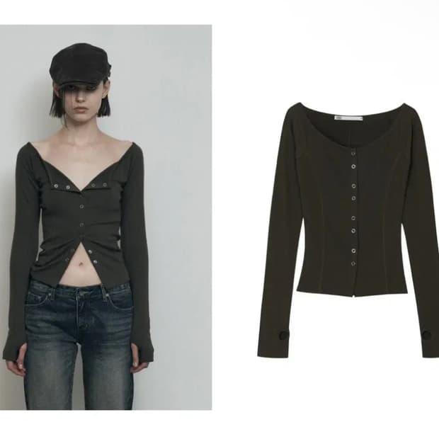 보헴서 보헤미안서울 보트넥 워머 가디건 카키