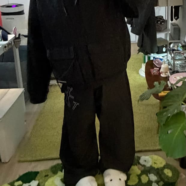 빈티지 세미크롭 검정 야상-점퍼