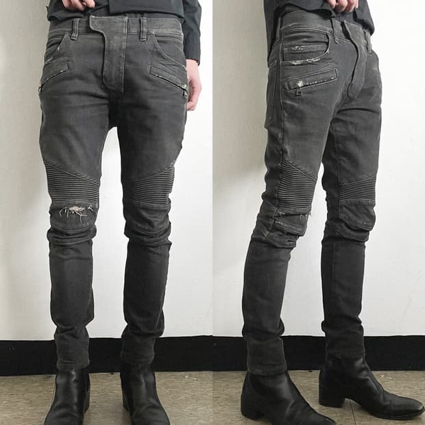 발망 14ss 왁스코팅 바이커데님