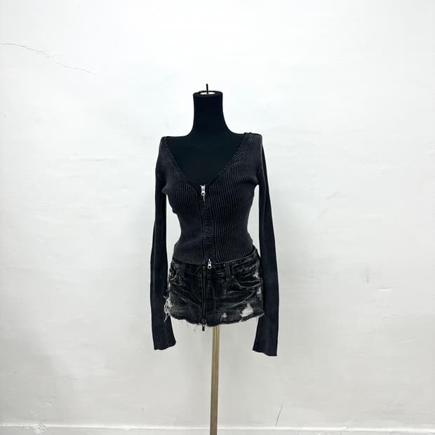 Stone washing 2 way crop jacket