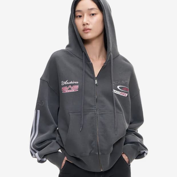 2000아카이브스 ARC RACING HOODIE ZIP UP -GREY