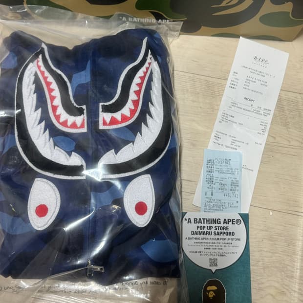 [새제품] 베이프 카모 샤크 청계 후드티 네이비 S