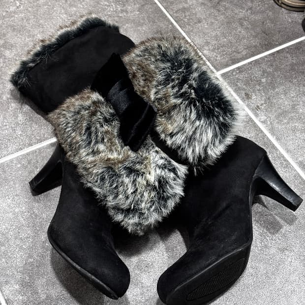 Multy-way gyaru suede fur boots